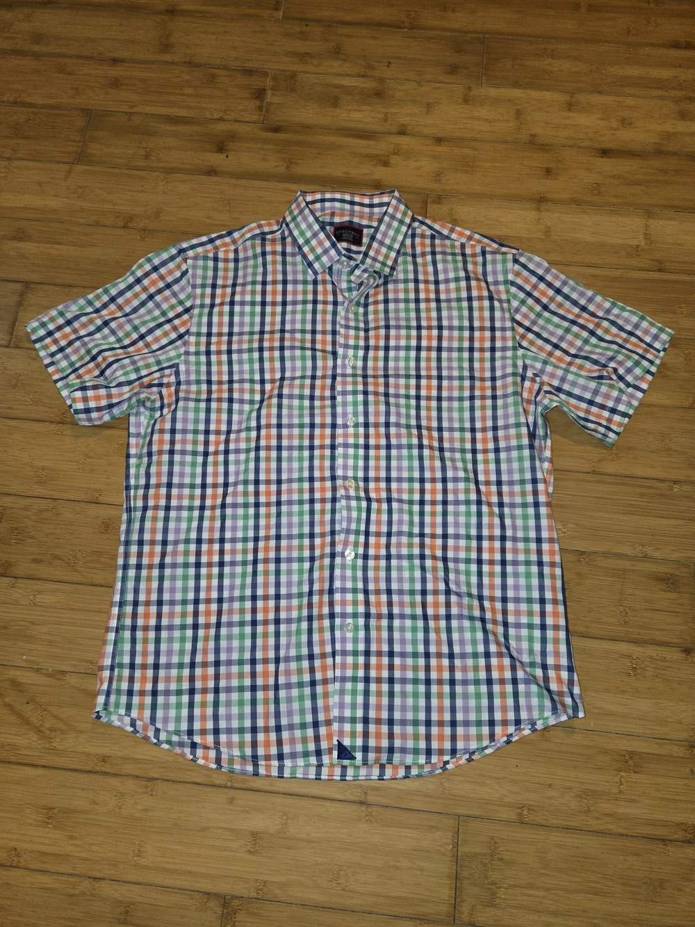 UNTUCKit Shirt Mens Medium Plaid Short Sleeve Button Up Wrinkle Free Cotton
